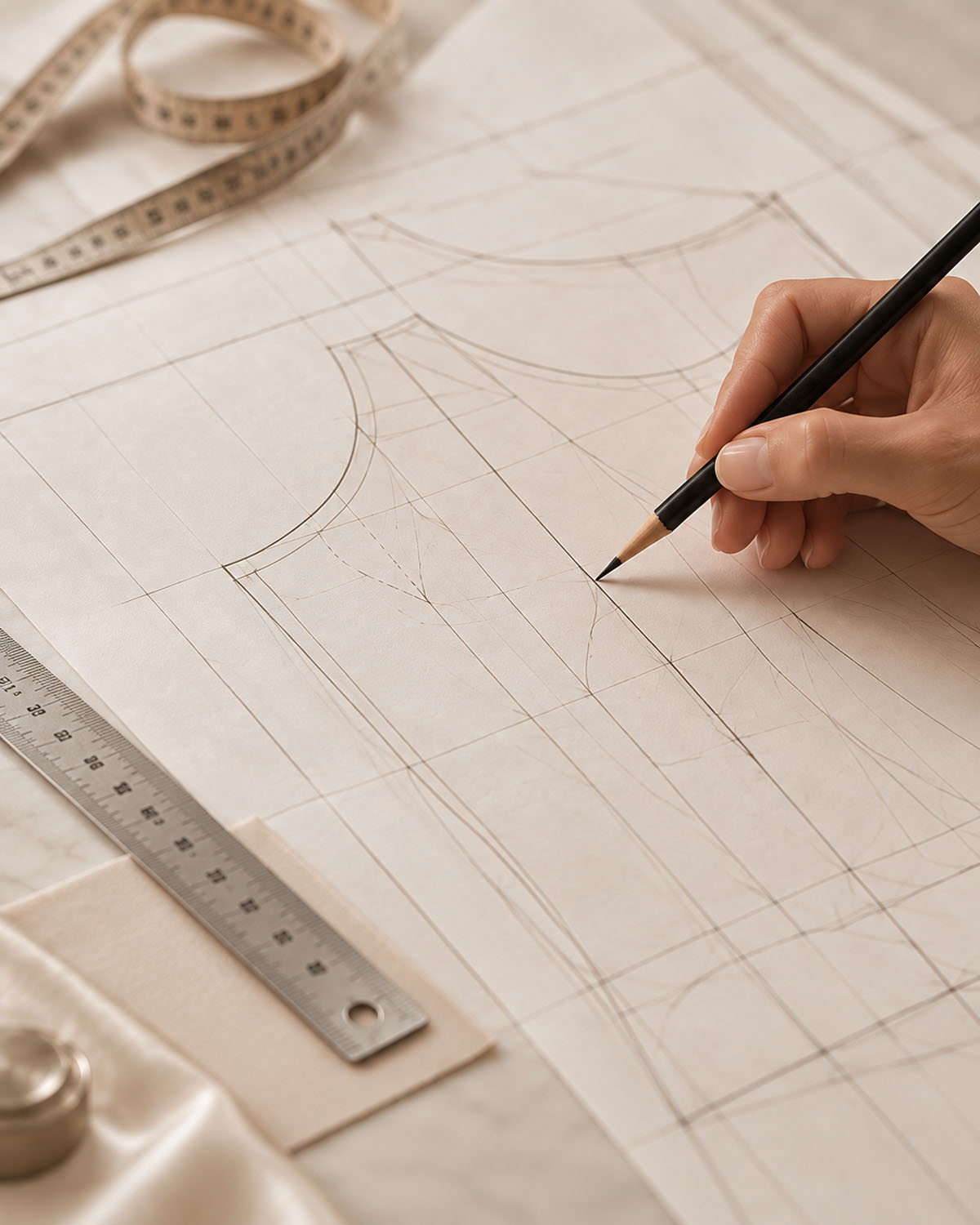 Making the toile for a bespoke wedding dress