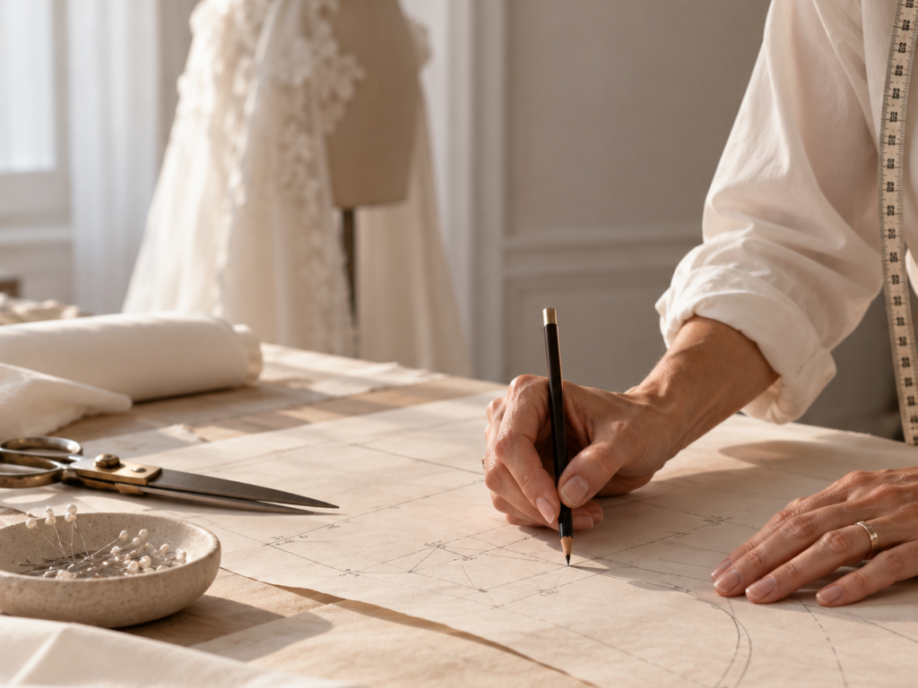 Abito da sposa su misura couture, atelier Le Fate Milano