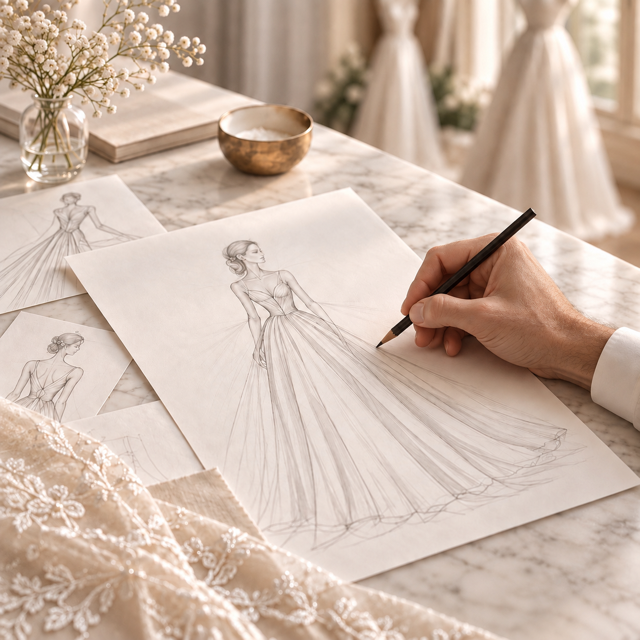 Le Fate Milano couture atelier, bespoke wedding dress